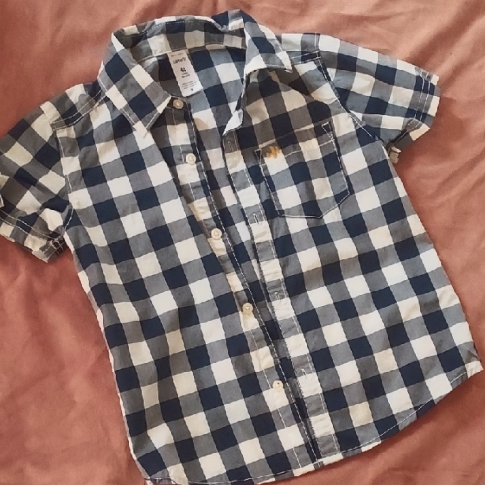 Carter's Blue and White Gingham Button Down Shirt